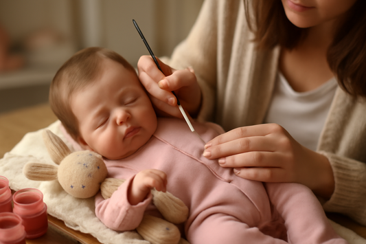Bambola reborn personalizzata con dettagli unici e realistici, creazione artigianale in Italia.